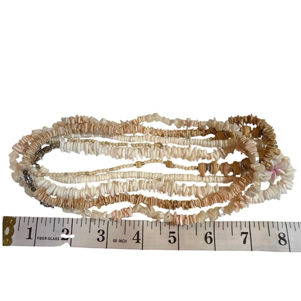 Lot of 5 Puka Shell Plumeria Y2K Hawaiian Surfer Boho Choker Necklace Set - Picture 7 of 7
